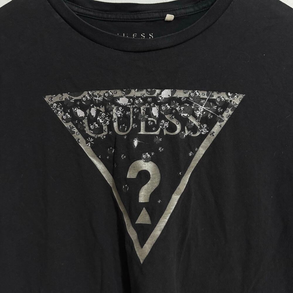 Men's Large GUESS Grunge T-Shirt Streetwear Black Basic Tee - Picture 4 of 4